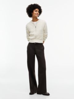 Wool Blend Cable Knit Slim Cardigan — Yellow 2