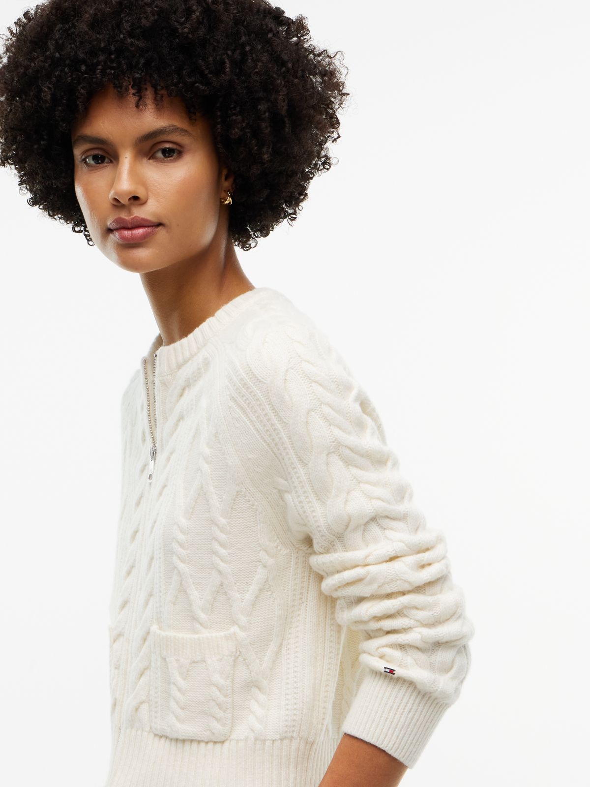 Wool Blend Cable Knit Slim Cardigan — Yellow