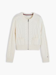Wool Blend Cable Knit Slim Cardigan — Yellow 5