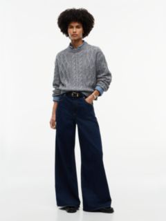 Relaxed Cable Knit Jumper With Silk — Grey 2