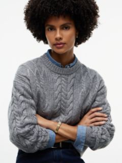 Relaxed Cable Knit Jumper With Silk — Grey 3
