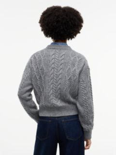Relaxed Cable Knit Jumper With Silk — Grey 4