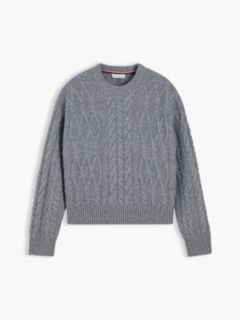 Relaxed Cable Knit Jumper With Silk — Grey 5