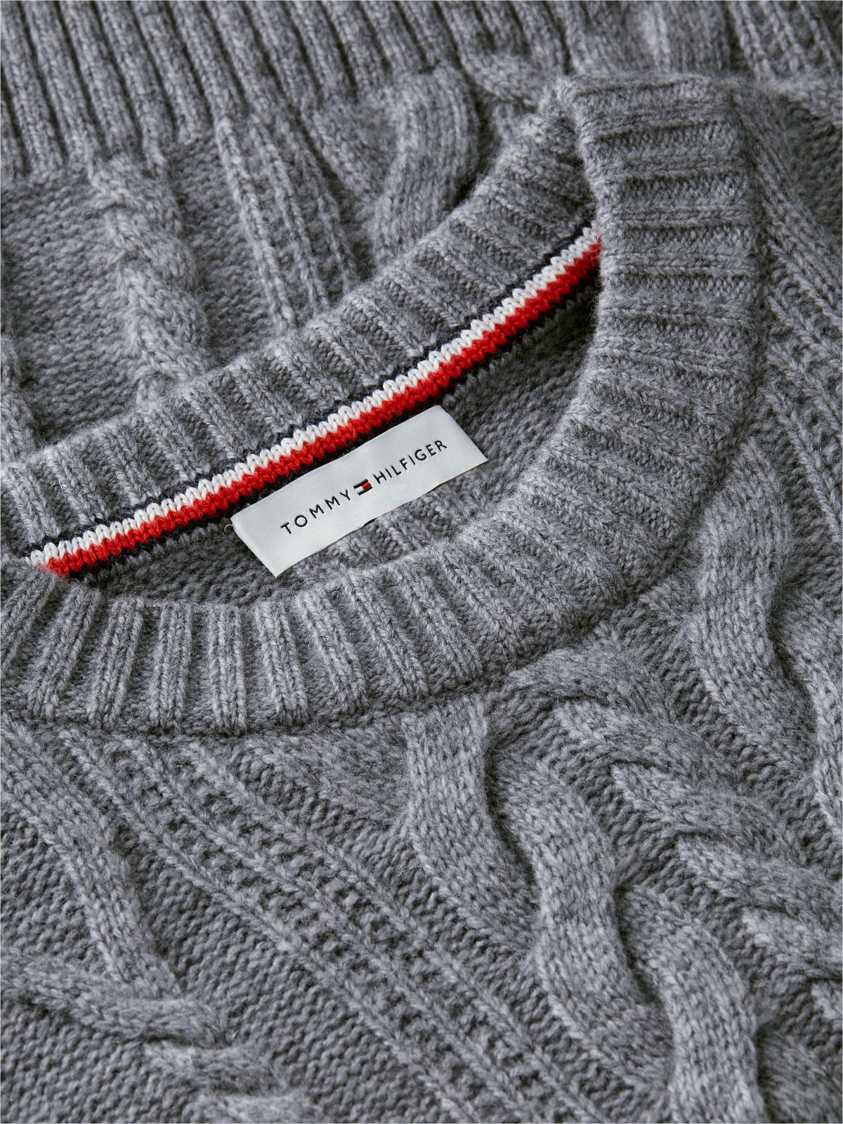 Relaxed Cable Knit Jumper With Silk — Grey