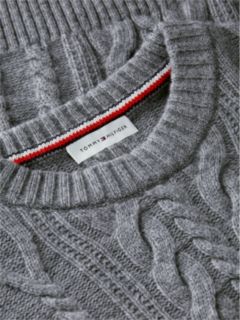 Relaxed Cable Knit Jumper With Silk — Grey 6