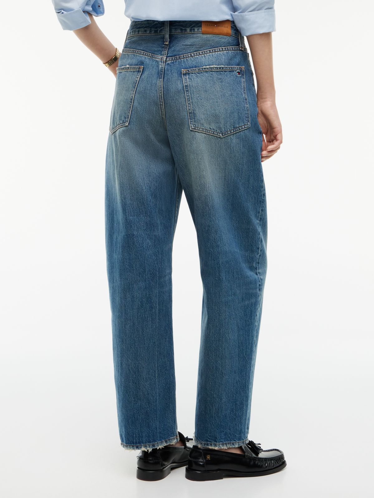 Quinn Mid Rise Barrel Faded Jeans — Denim