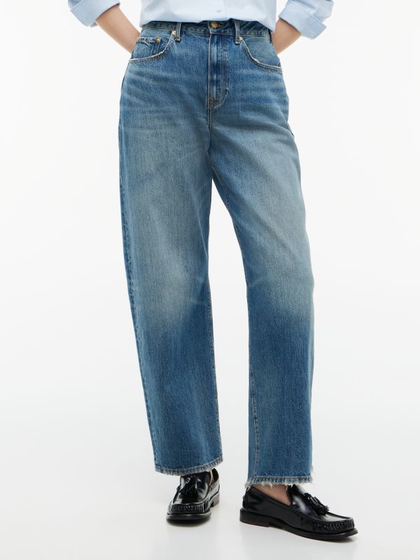 Quinn Mid Rise Barrel Faded Jeans — Denim