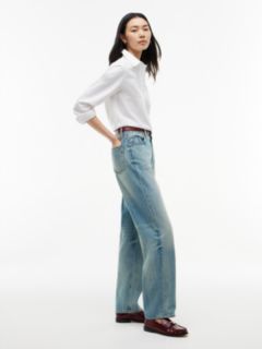 Sarah High Rise Straight Faded Jeans — Blue 3