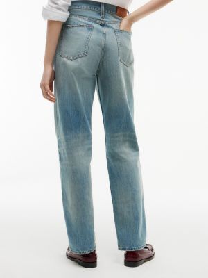 niebieski proste jeansy sarah z wysokim stanem dla kobiety - tommy hilfiger