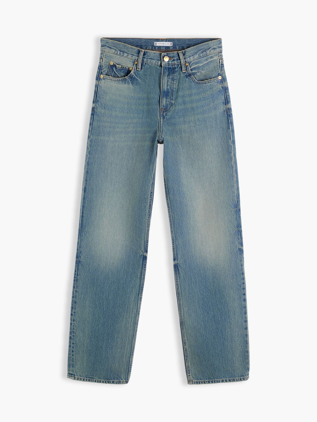Sarah High Rise Straight Faded Jeans — Blue