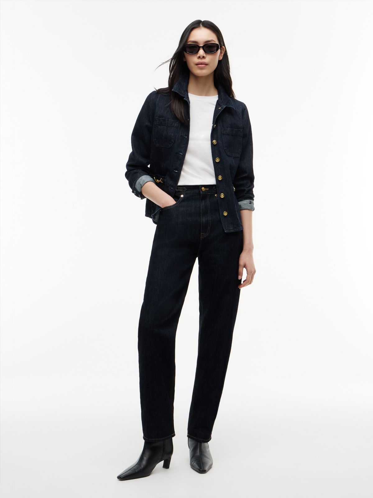 Jackie High Rise Tapered Ankle Jeans — Blue