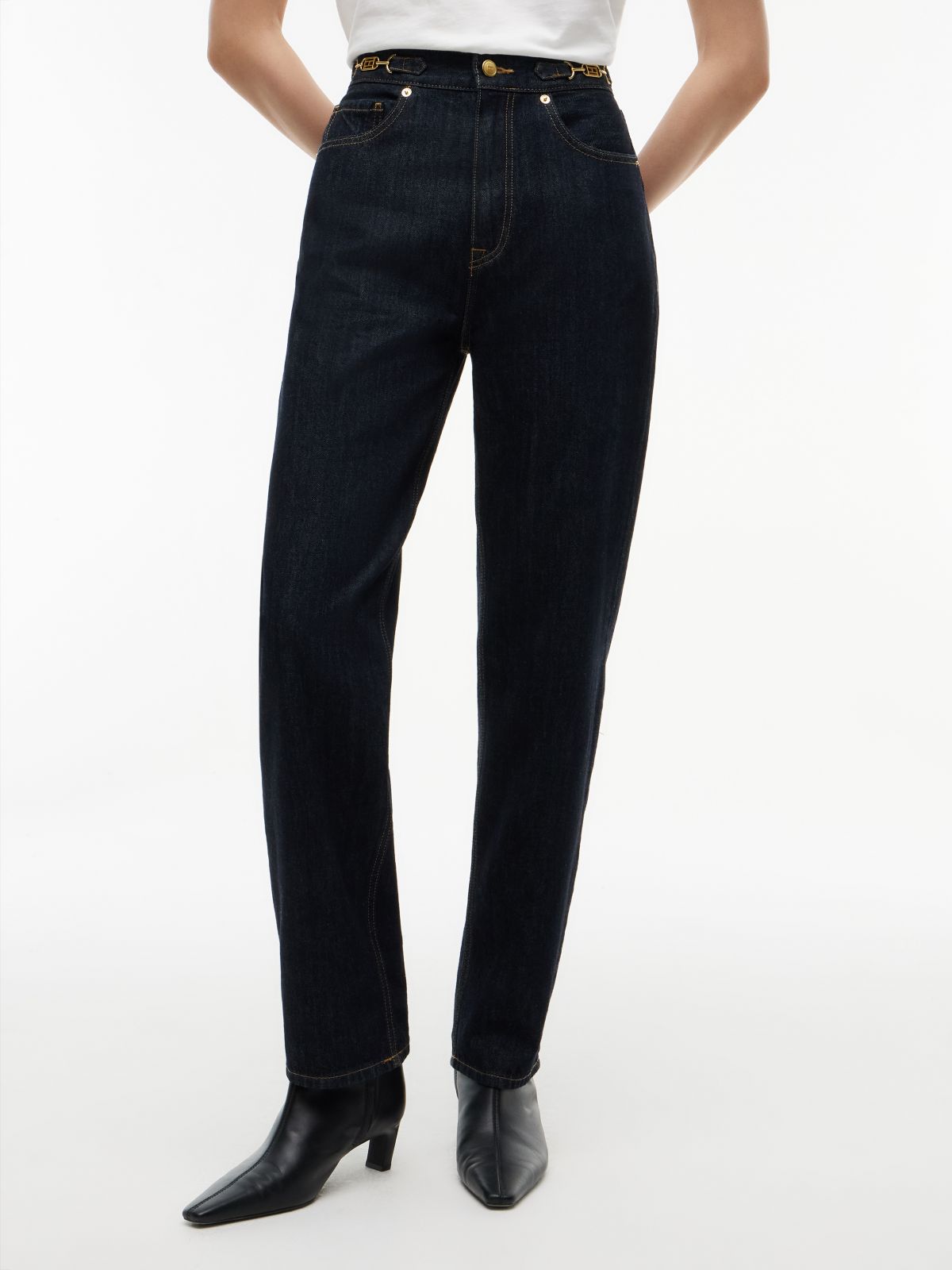 Jackie High Rise Tapered Ankle Jeans — Blue
