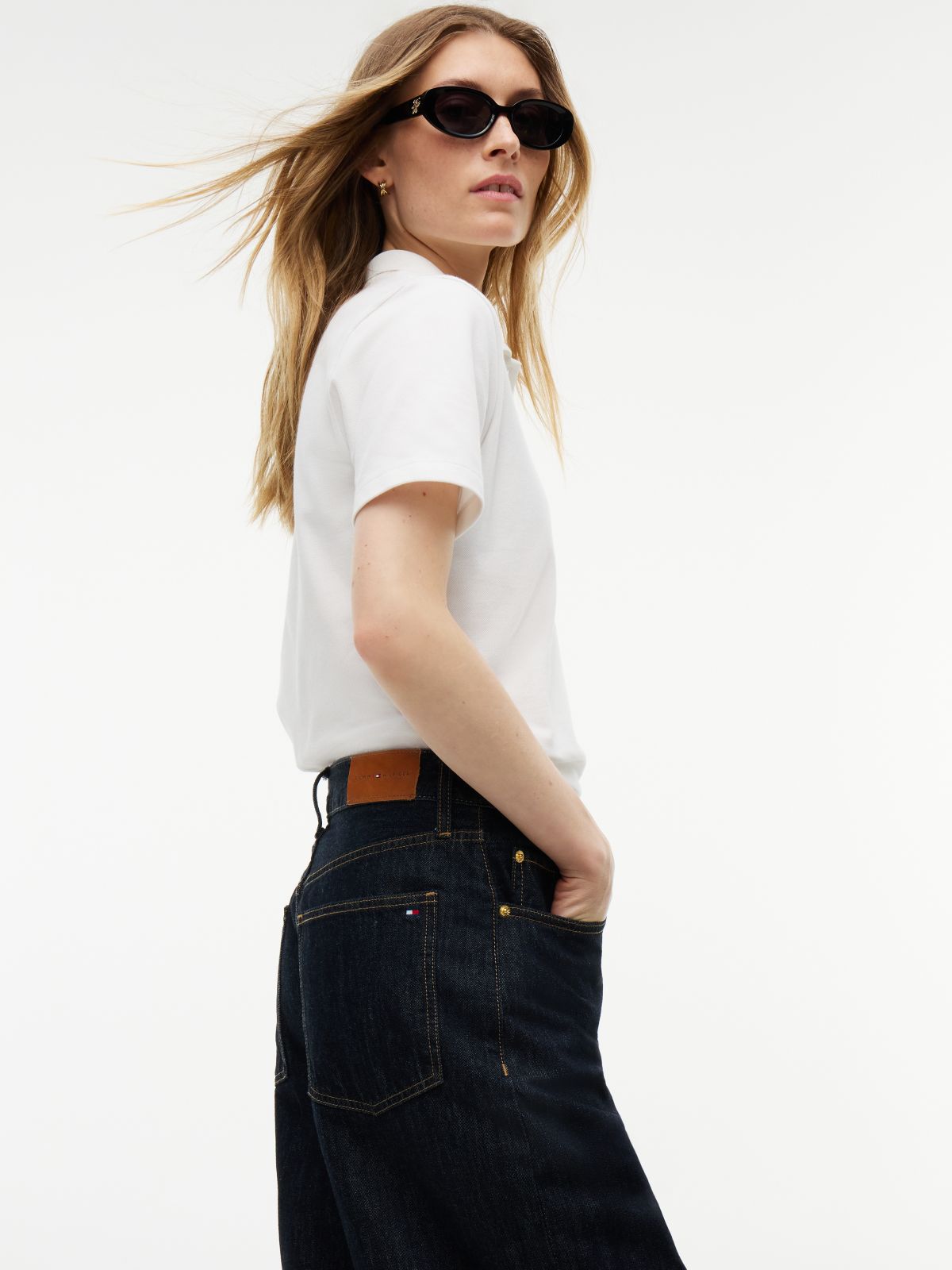 Quinn Mid Rise Barrel Jeans — Blue