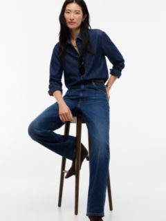 Sarah High Rise Straight Faded Jeans — Blue 4