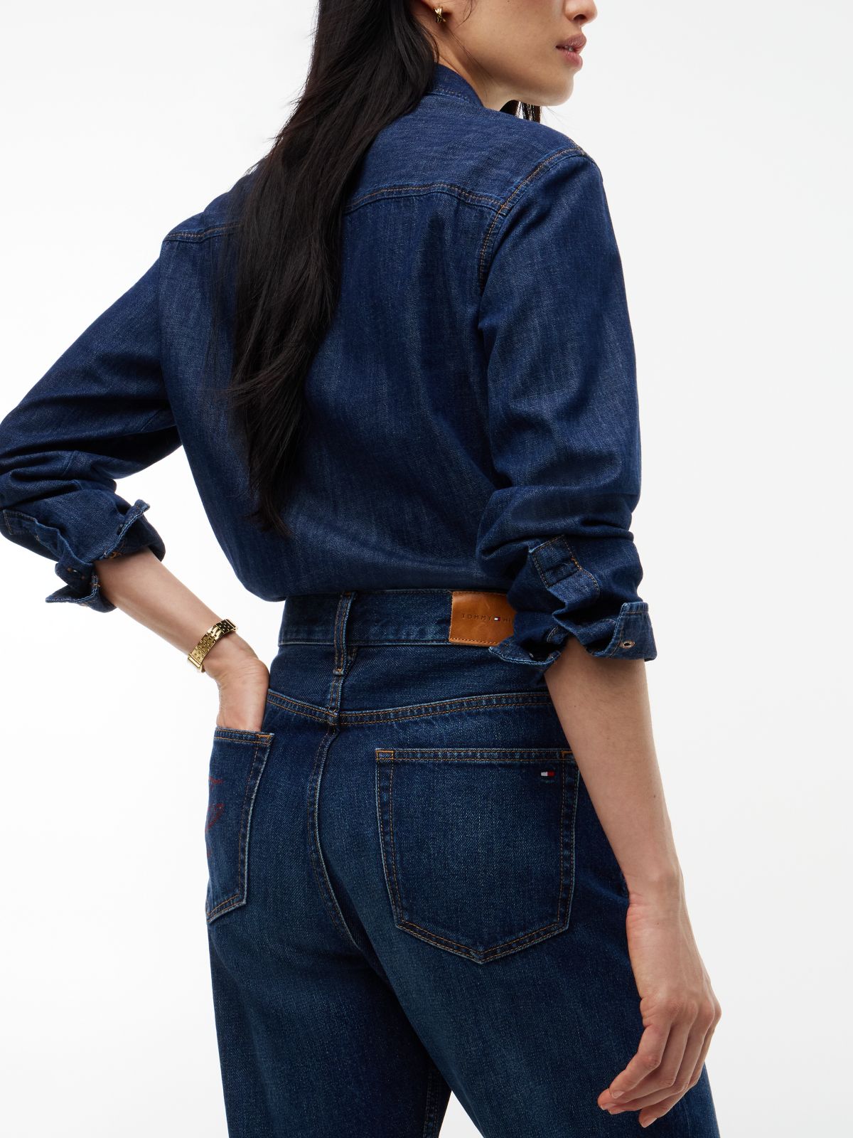 Sarah High Rise Straight Faded Jeans — Blue