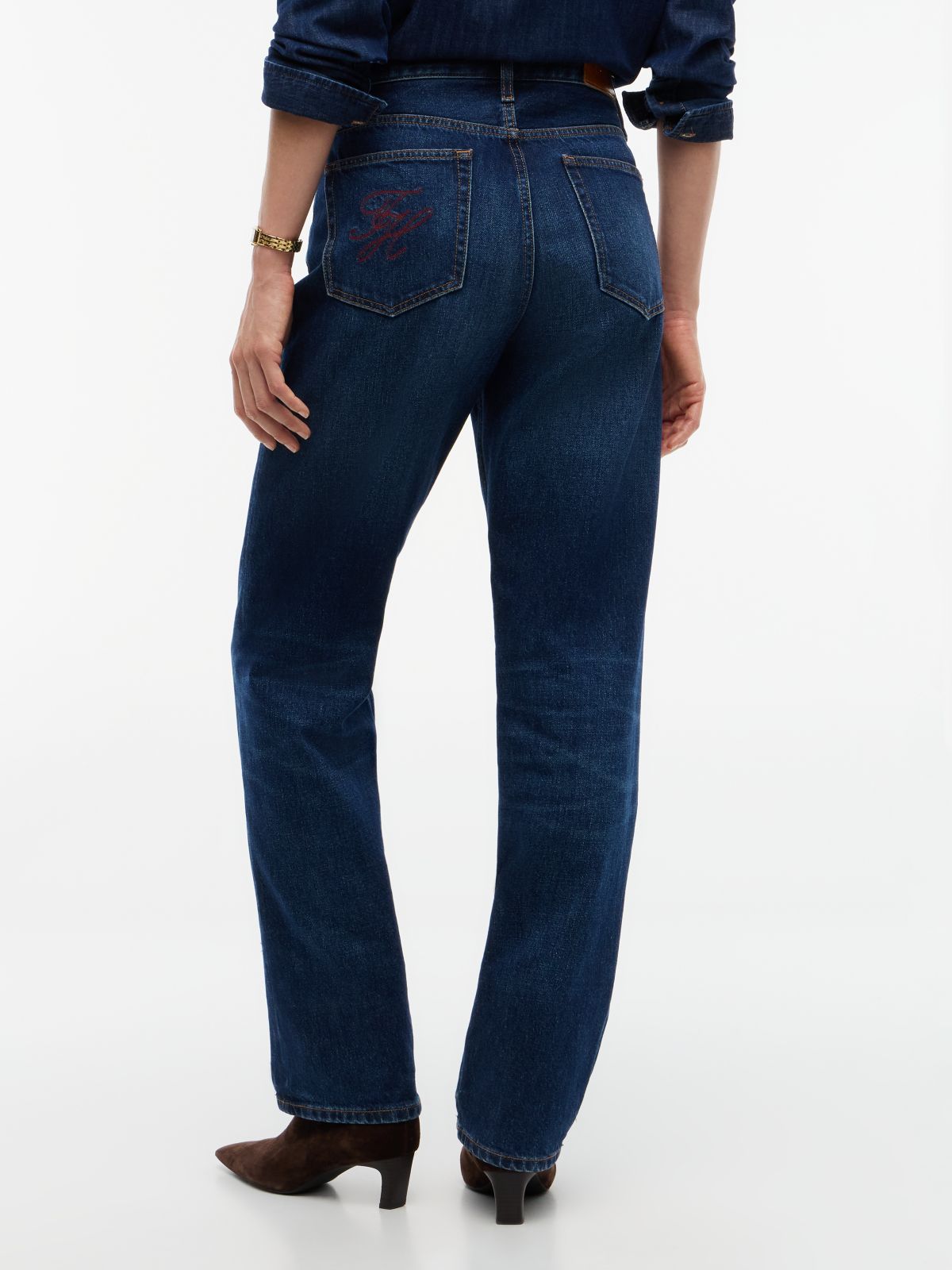 Sarah High Rise Straight Faded Jeans — Blue