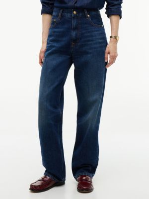 blue sarah high rise straight faded jeans for women tommy hilfiger