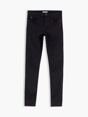 denim como schwarze skinny jeans mit mittelhohem bund für damen - tommy hilfiger