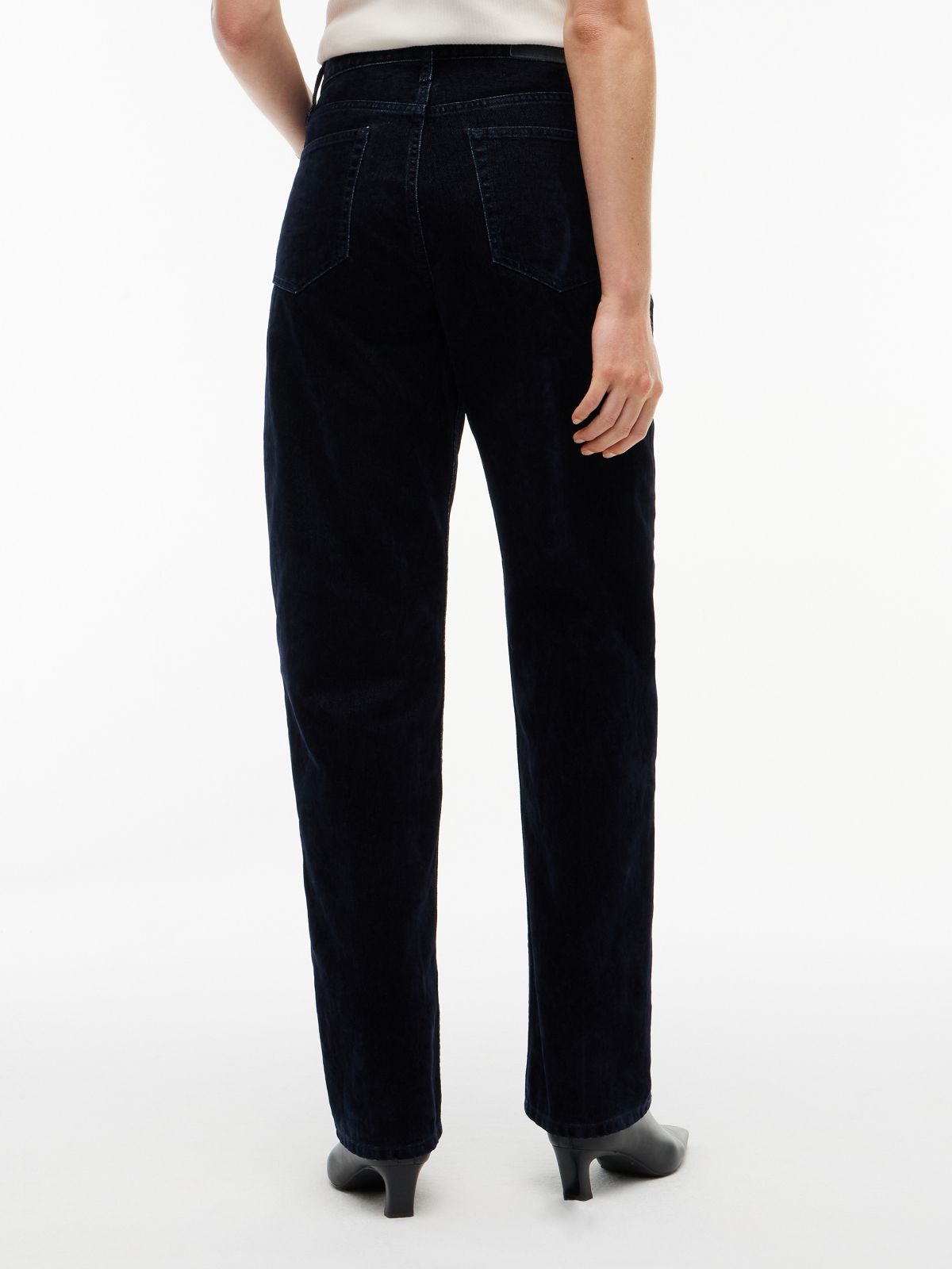 Sarah Festive High Rise Straight Flocked Jeans — Blue