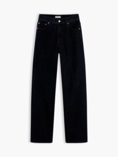 Sarah Festive High Rise Straight Flocked Jeans — Blue 7