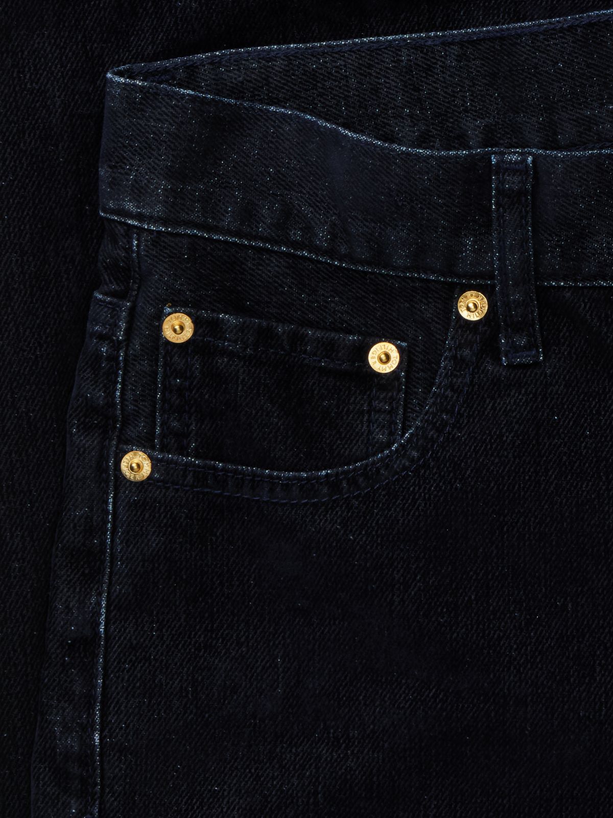 Sarah Festive High Rise Straight Flocked Jeans — Blue