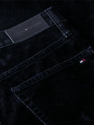 niebieski świąteczne jeansy straight sarah z wysokim stanem z flokowanym wykończeniem dla kobiety - tommy hilfiger