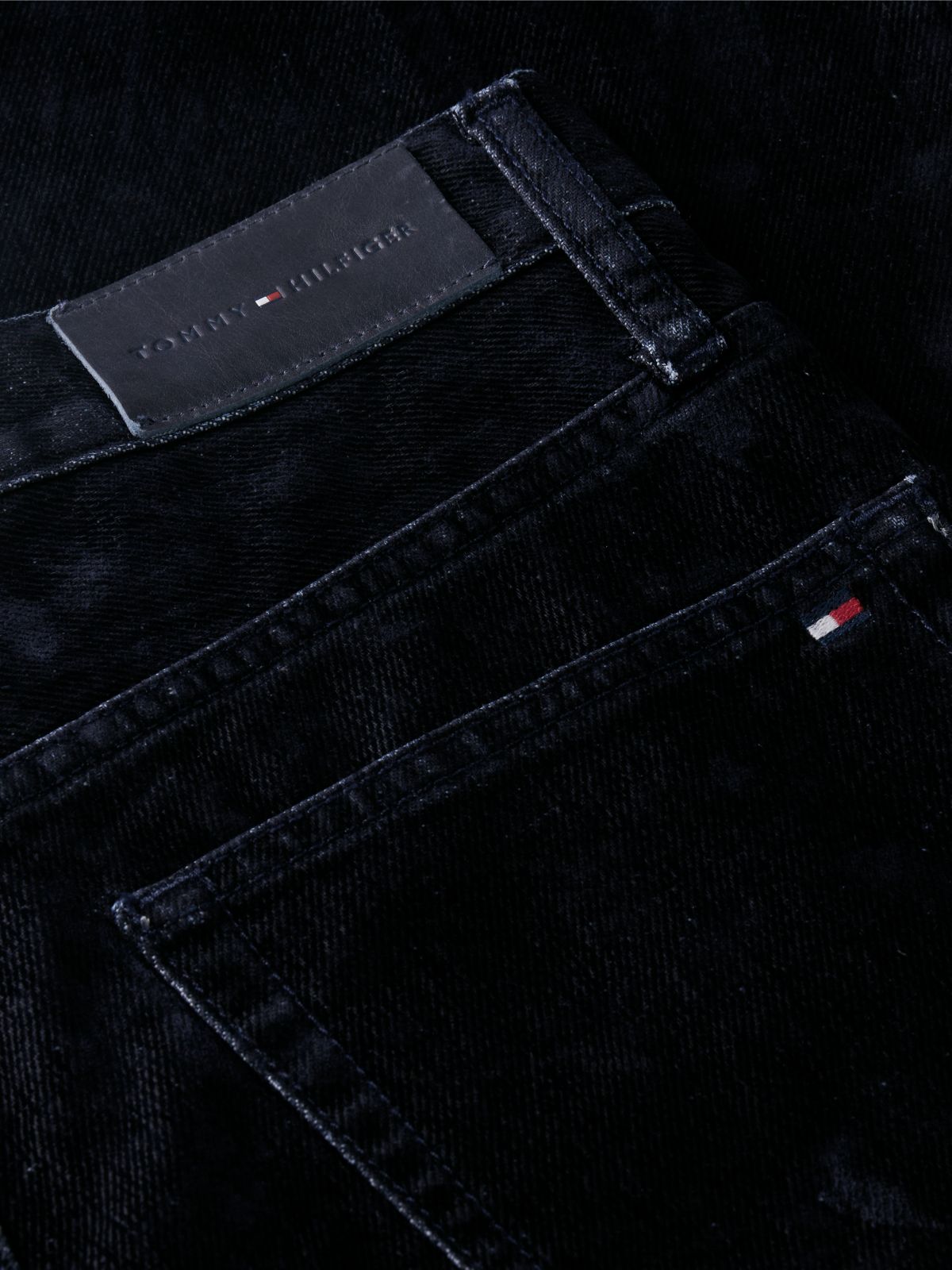Sarah Festive High Rise Straight Flocked Jeans — Blue