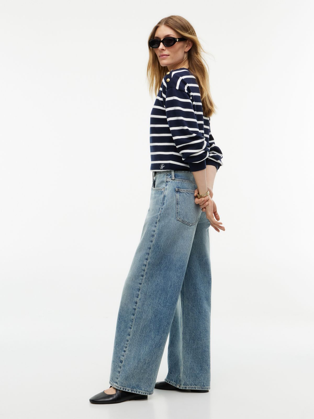 Nola Low Rise Straight Faded Jeans — Blue