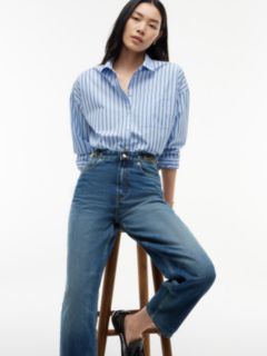 Jackie High Rise Tapered Horsebit Ankle Jeans — Blue 4