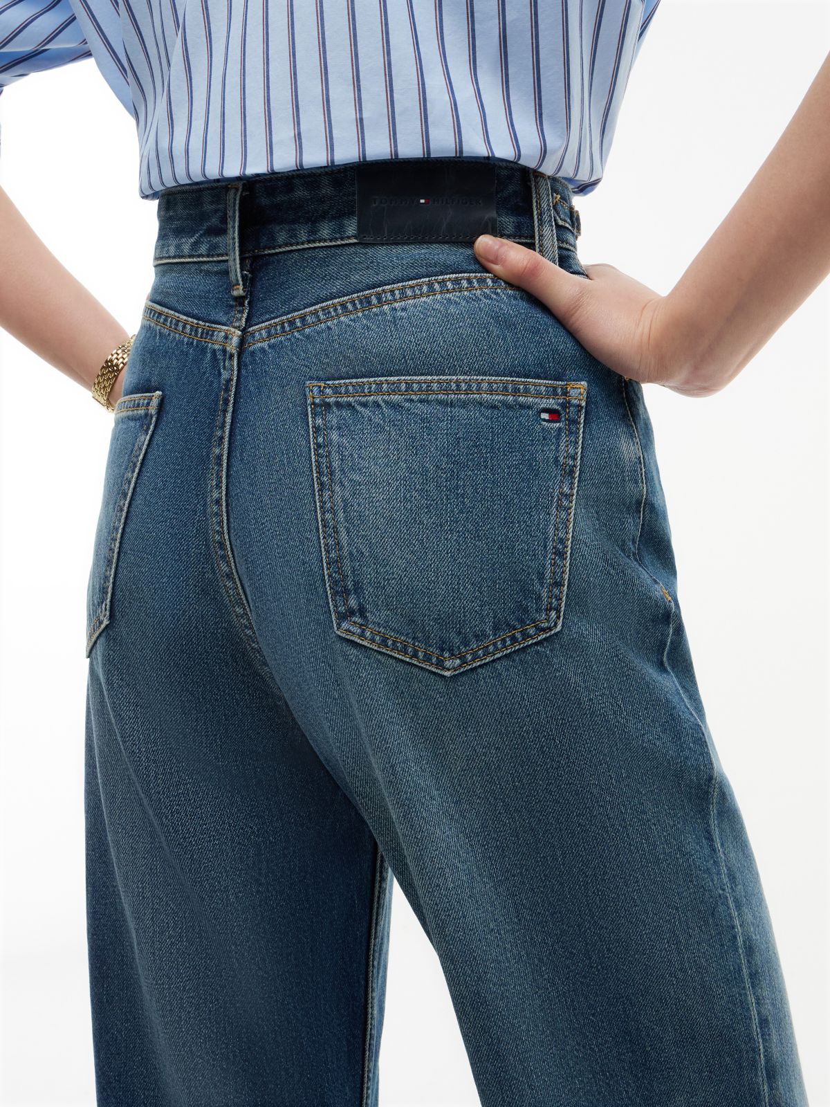 Jackie High Rise Tapered Horsebit Ankle Jeans — Blue