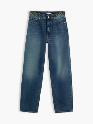 blue jackie high rise tapered horsebit ankle jeans for women tommy hilfiger