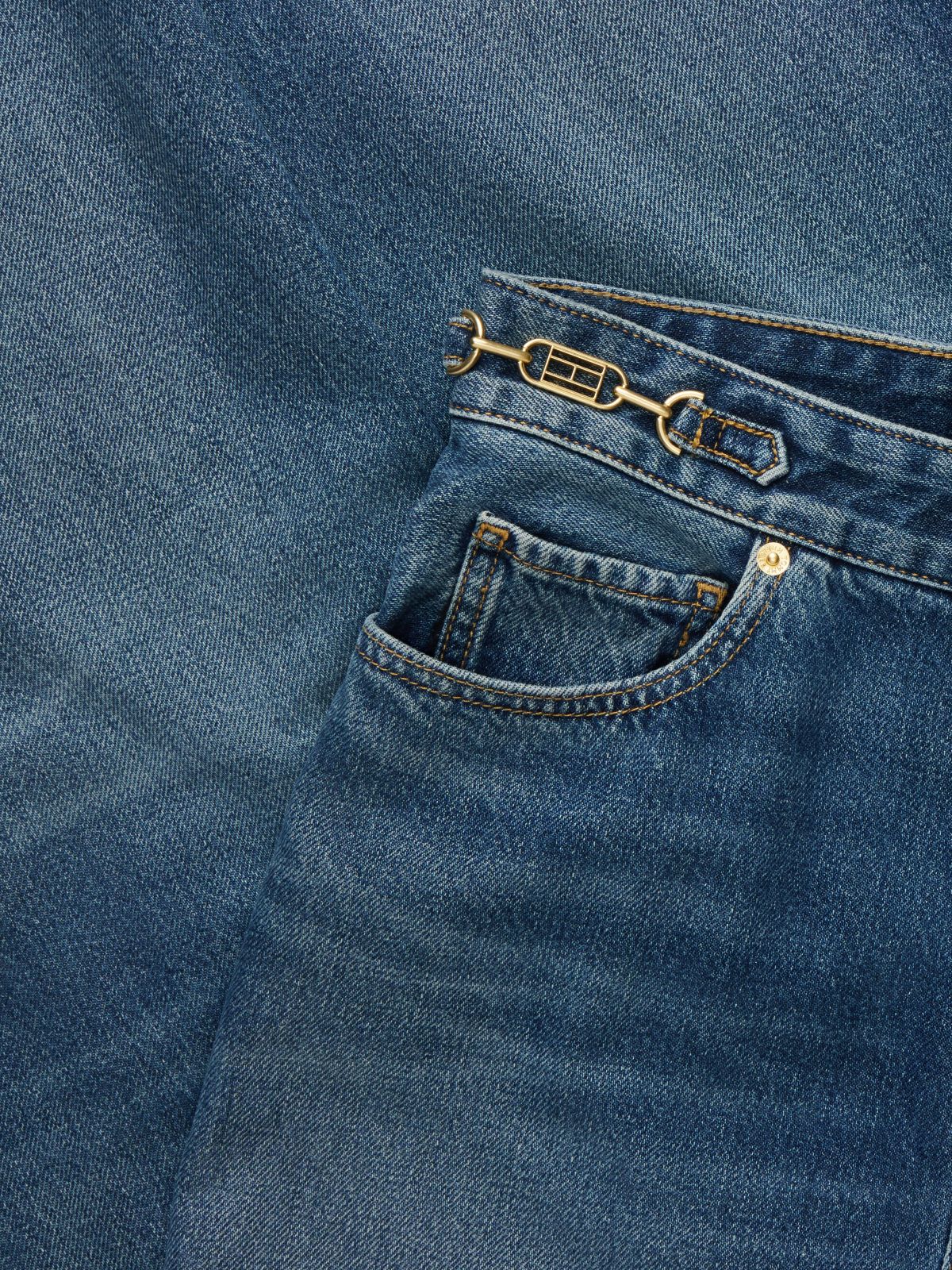 Jackie High Rise Tapered Horsebit Ankle Jeans — Blue