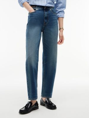 vaqueros jackie tobilleros cónicos de talle alto horsebit denim de mujeres tommy hilfiger