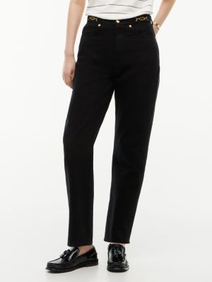 black jackie high rise tapered black ankle jeans for women tommy hilfiger