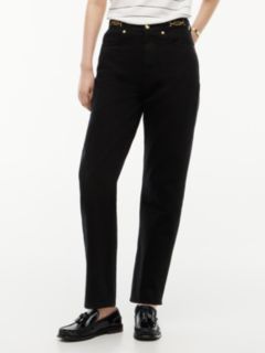 Jackie High Rise Tapered Black Ankle Jeans — Black 1