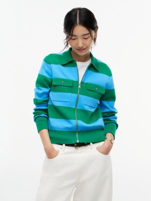 green premium pulloverjacke mit reißverschluss für damen - tommy hilfiger