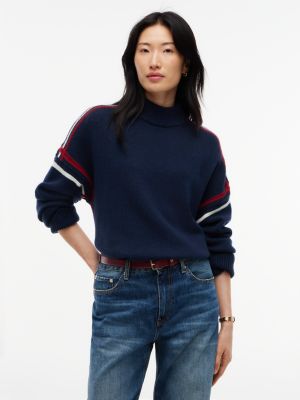 blue pure wool oversized mock neck jumper for women tommy hilfiger