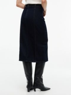 Horsebit Slim Denim Midi Skirt — Blue 4
