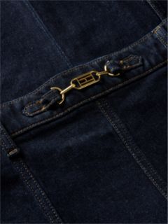 Horsebit Slim Denim Midi Skirt — Blue 6