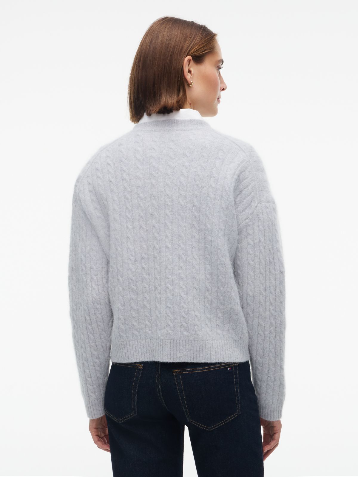 Crest Cable Knit Alpaca Wool Blend Jumper — Grey
