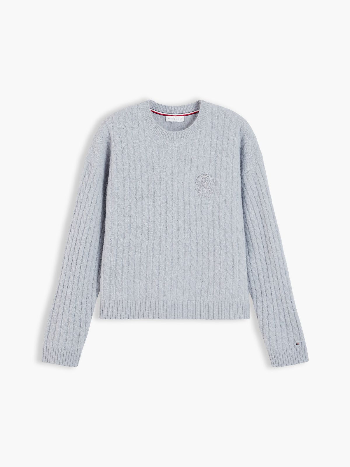 Crest Cable Knit Alpaca Wool Blend Jumper — Grey