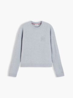Crest Cable Knit Alpaca Wool Blend Jumper — Grey 5