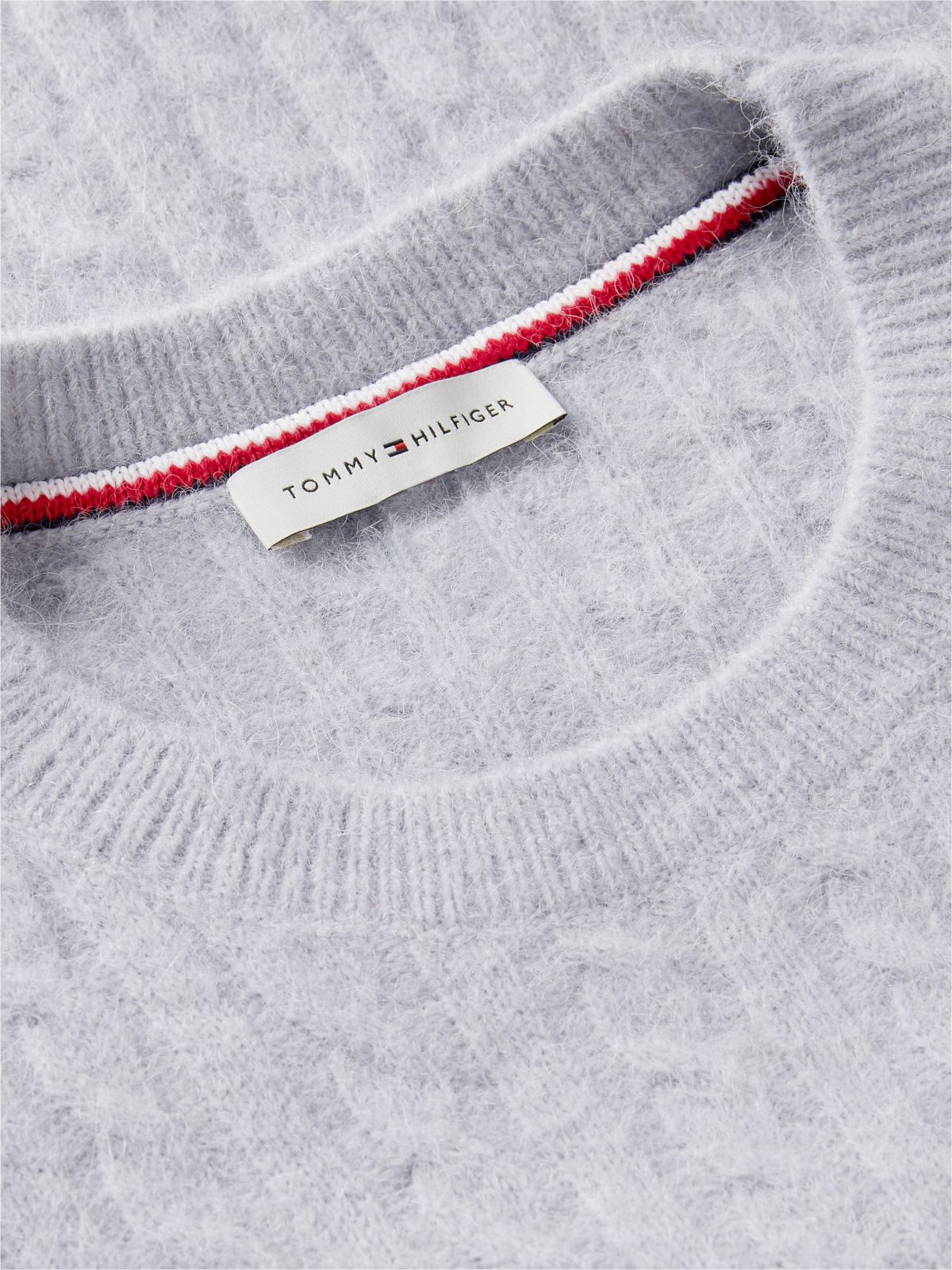 Crest Cable Knit Alpaca Wool Blend Jumper — Grey