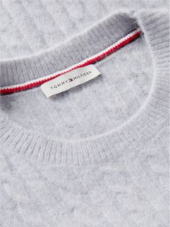 Crest Cable Knit Alpaca Wool Blend Jumper — Grey 6
