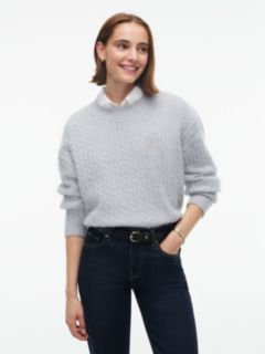 Crest Cable Knit Alpaca Wool Blend Jumper — Grey 1