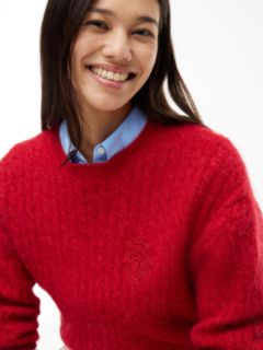 Crest Cable Knit Alpaca Wool Blend Jumper — Red 3