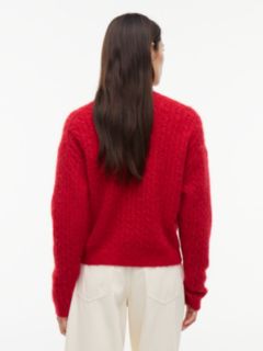 Crest Cable Knit Alpaca Wool Blend Jumper — Red 5