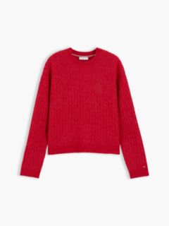 Crest Cable Knit Alpaca Wool Blend Jumper — Red 6