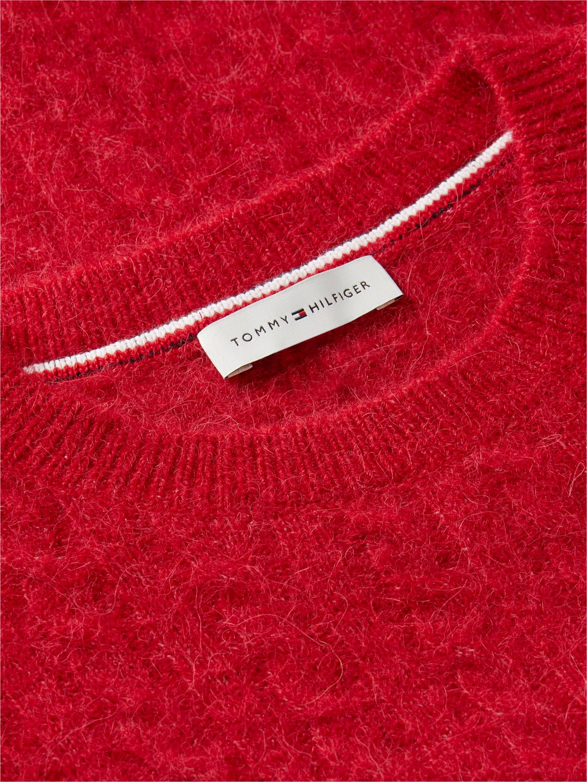 Crest Cable Knit Alpaca Wool Blend Jumper — Red