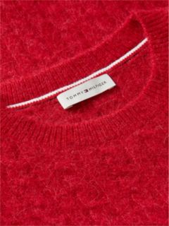 Crest Cable Knit Alpaca Wool Blend Jumper — Red 7